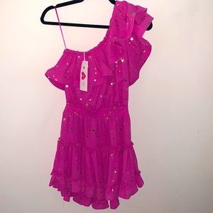 Hot Pink one should dress with gold stars